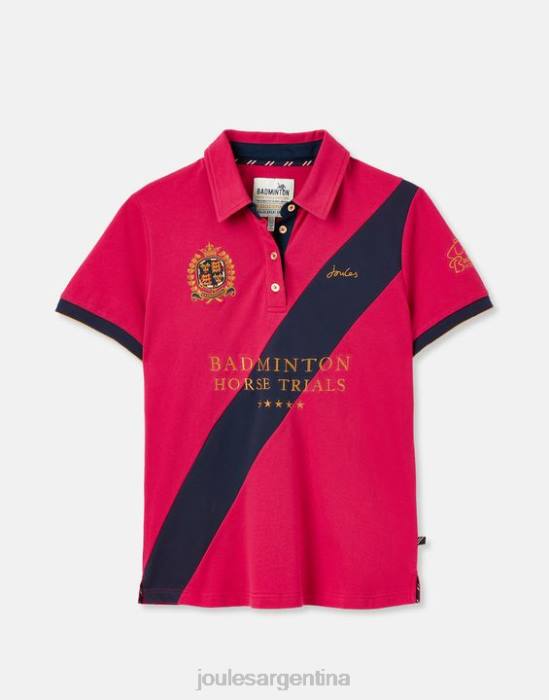 Joules playera tipo polo con detalles de bádminton mujer frambuesa profunda vestir 64BB107