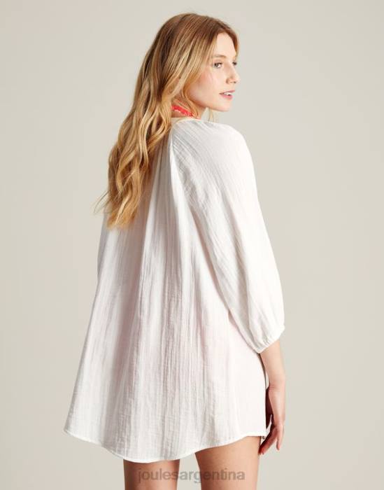 Joules blusa con botones Calais mujer blanco brillante vestir 64BB115
