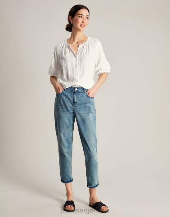 Joules blusa con botones Calais mujer blanco brillante vestir 64BB115
