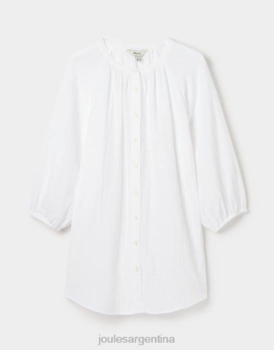Joules blusa con botones Calais mujer blanco brillante vestir 64BB115