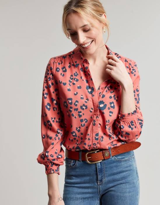 Joules camisa con tapeta oculta kalina mujer leopardo rojo vestir 64BB59