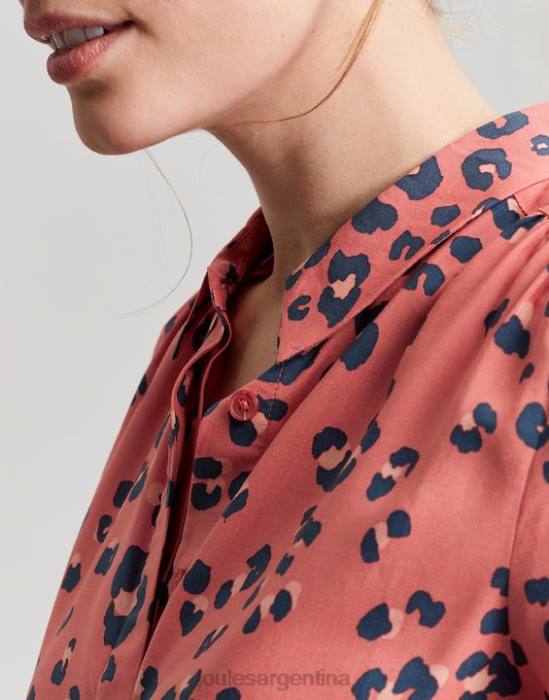 Joules camisa con tapeta oculta kalina mujer leopardo rojo vestir 64BB59