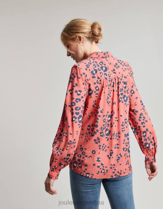 Joules camisa con tapeta oculta kalina mujer leopardo rojo vestir 64BB59