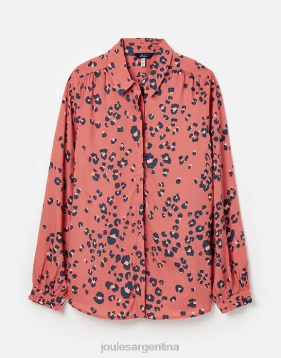Joules camisa con tapeta oculta kalina mujer leopardo rojo vestir 64BB59