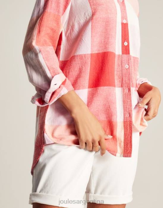 Joules camisa tejida larga lorena mujer cheque rosa vestir 64BB26