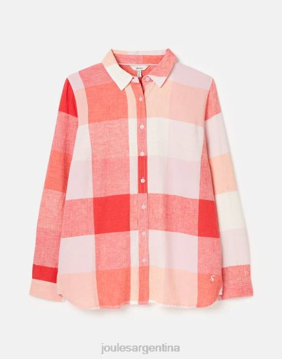 Joules camisa tejida larga lorena mujer cheque rosa vestir 64BB26