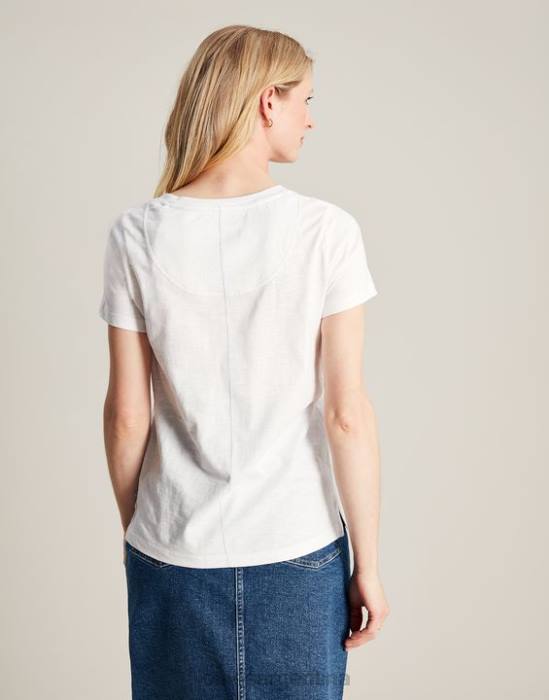 Joules camiseta carley lisa clásica con cuello redondo mujer blanco brillante vestir 64BB103