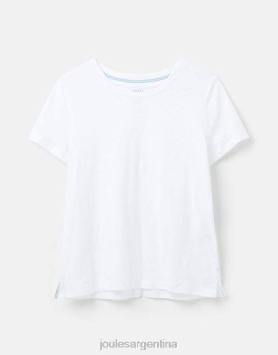 Joules camiseta carley lisa clásica con cuello redondo mujer blanco brillante vestir 64BB103
