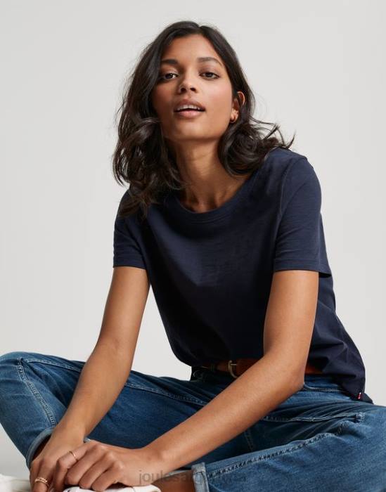 Joules camiseta carley lisa clásica con cuello redondo mujer marina francesa vestir 64BB76