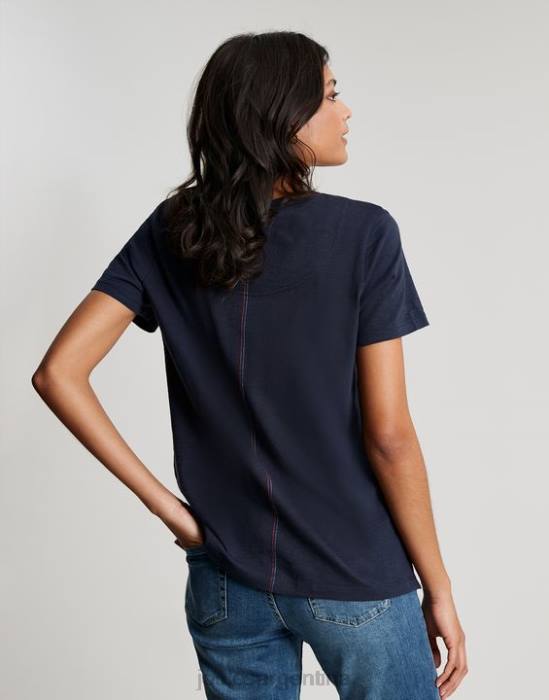Joules camiseta carley lisa clásica con cuello redondo mujer marina francesa vestir 64BB76