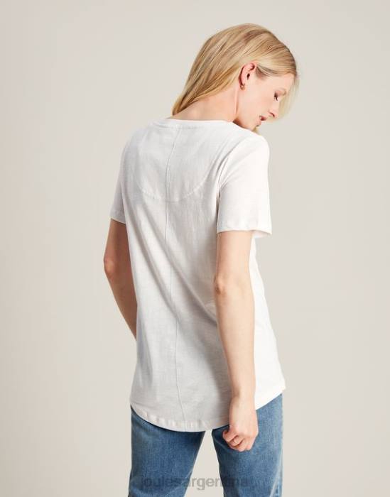 Joules camiseta celina lisa con cuello en v mujer blanco brillante vestir 64BB60