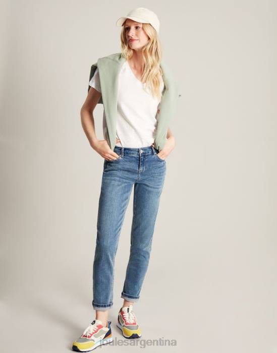 Joules camiseta celina lisa con cuello en v mujer blanco brillante vestir 64BB60