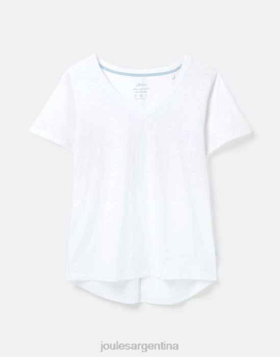 Joules camiseta celina lisa con cuello en v mujer blanco brillante vestir 64BB60
