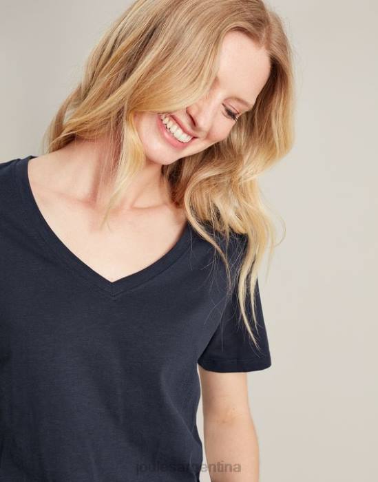 Joules camiseta celina lisa con cuello en v mujer marina francesa vestir 64BB77