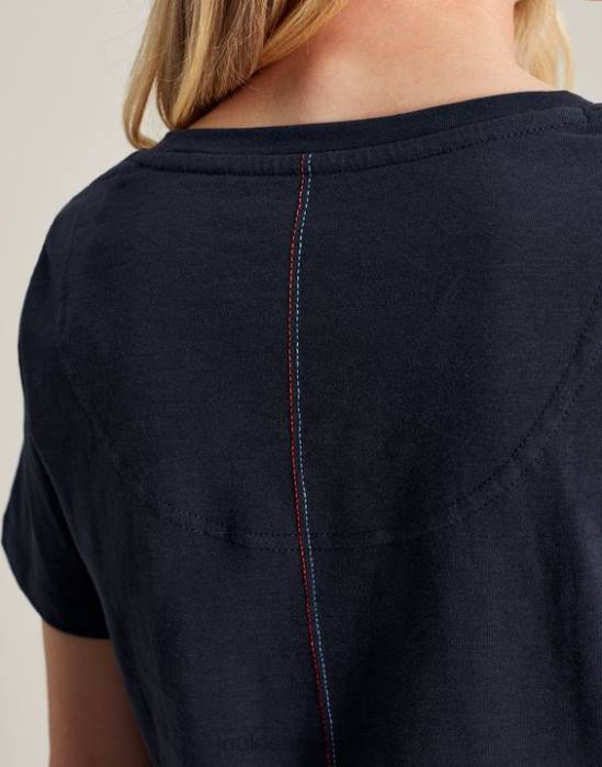 Joules camiseta celina lisa con cuello en v mujer marina francesa vestir 64BB77