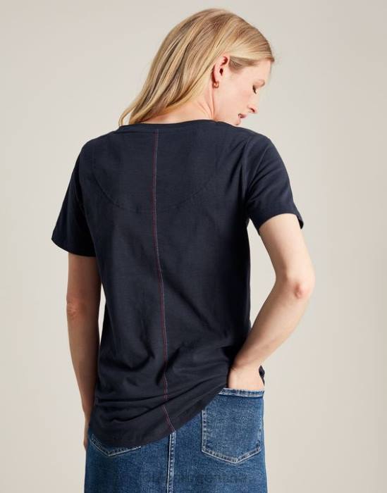 Joules camiseta celina lisa con cuello en v mujer marina francesa vestir 64BB77