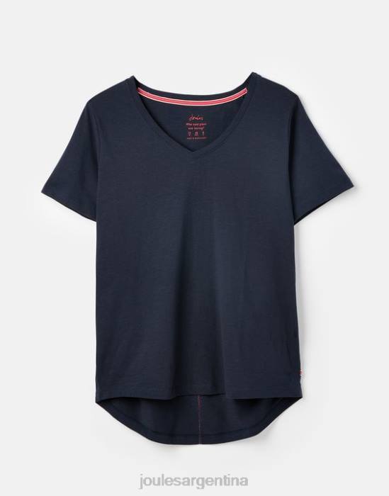 Joules camiseta celina lisa con cuello en v mujer marina francesa vestir 64BB77