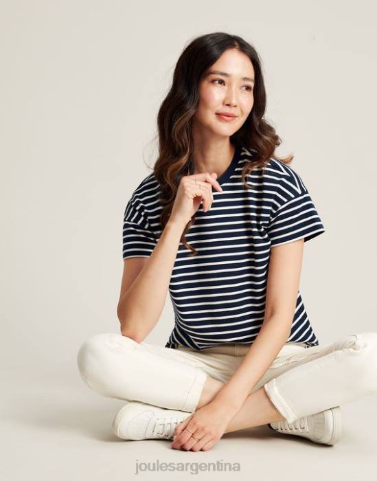 Joules camiseta macey de manga corta a rayas mujer raya azul marino vestir 64BB54