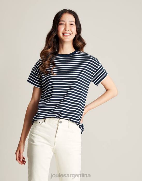 Joules camiseta macey de manga corta a rayas mujer raya azul marino vestir 64BB54