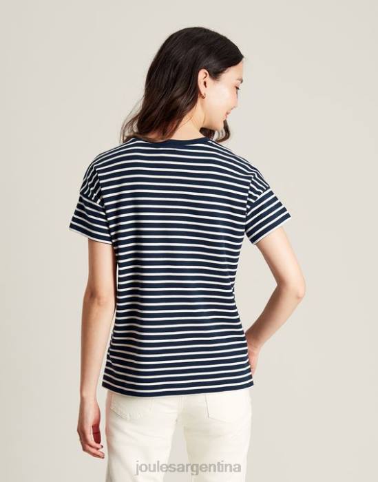 Joules camiseta macey de manga corta a rayas mujer raya azul marino vestir 64BB54