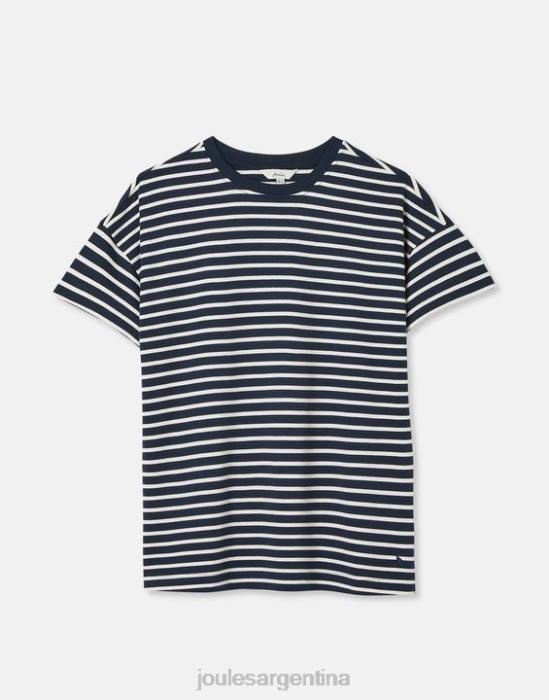 Joules camiseta macey de manga corta a rayas mujer raya azul marino vestir 64BB54