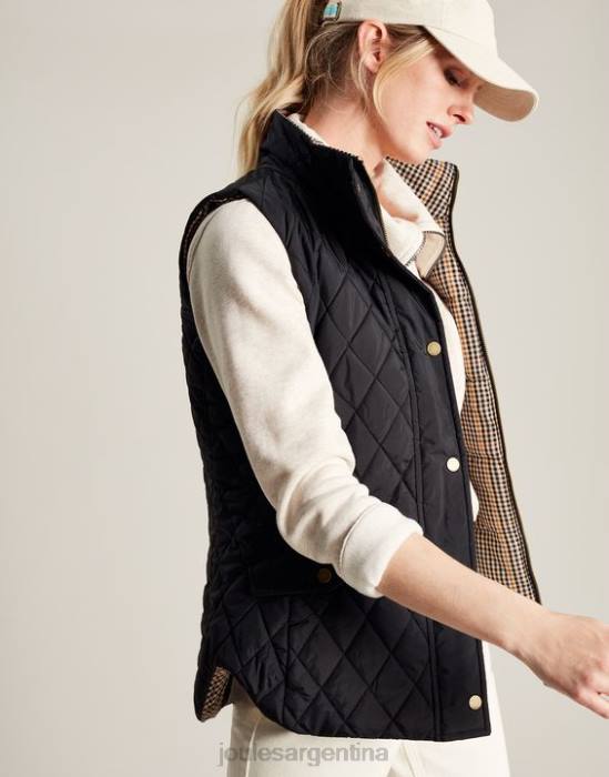Joules chaleco reversible con colcha de diamantes atwell mujer negro vestir 64BB50