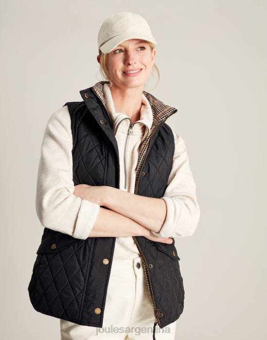 Joules chaleco reversible con colcha de diamantes atwell mujer negro vestir 64BB50