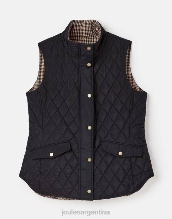 Joules chaleco reversible con colcha de diamantes atwell mujer negro vestir 64BB50