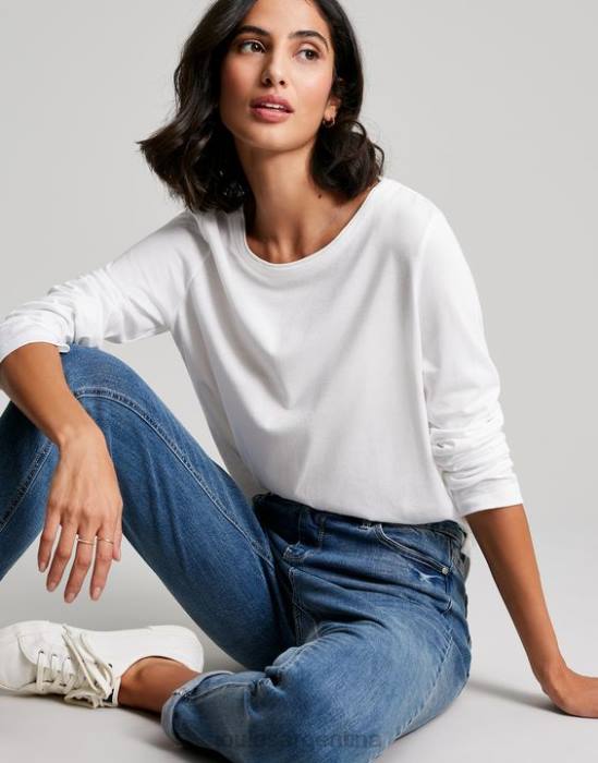 Joules top de manga larga con cuello redondo holly mujer blanco vestir 64BB62