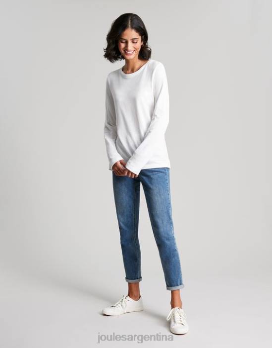 Joules top de manga larga con cuello redondo holly mujer blanco vestir 64BB62