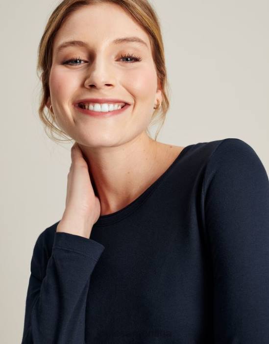 Joules top de manga larga con cuello redondo holly mujer marina francesa vestir 64BB36