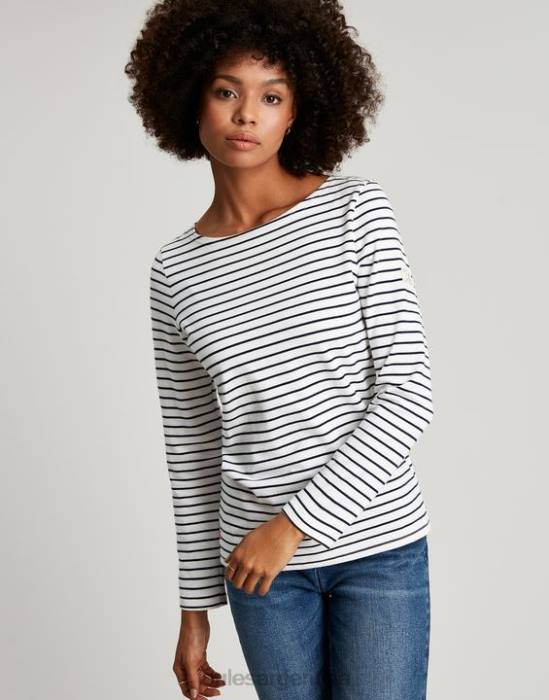 Joules top de punto de manga larga Harbour mujer raya azul marino crema vestir 64BB53