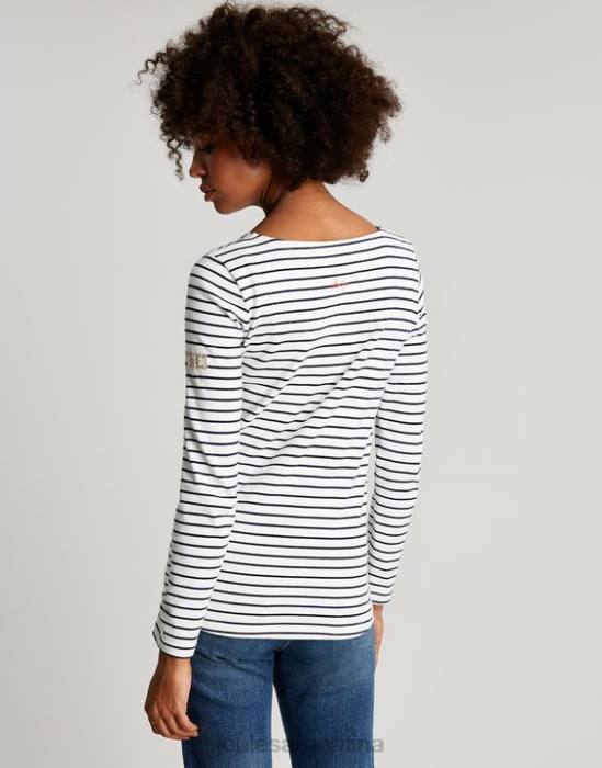 Joules top de punto de manga larga Harbour mujer raya azul marino crema vestir 64BB53