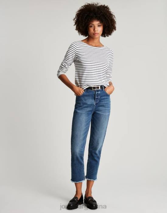 Joules top de punto de manga larga Harbour mujer raya azul marino crema vestir 64BB53