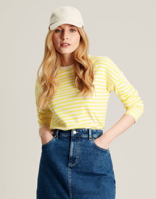 Joules top esther de manga larga con hombros caídos mujer raya amarilla vestir 64BB10