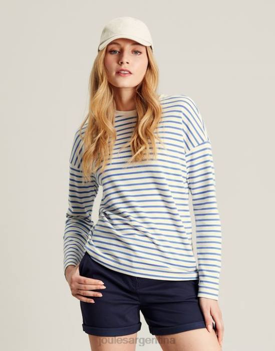 Joules top esther de manga larga con hombros caídos mujer raya azul vestir 64BB34