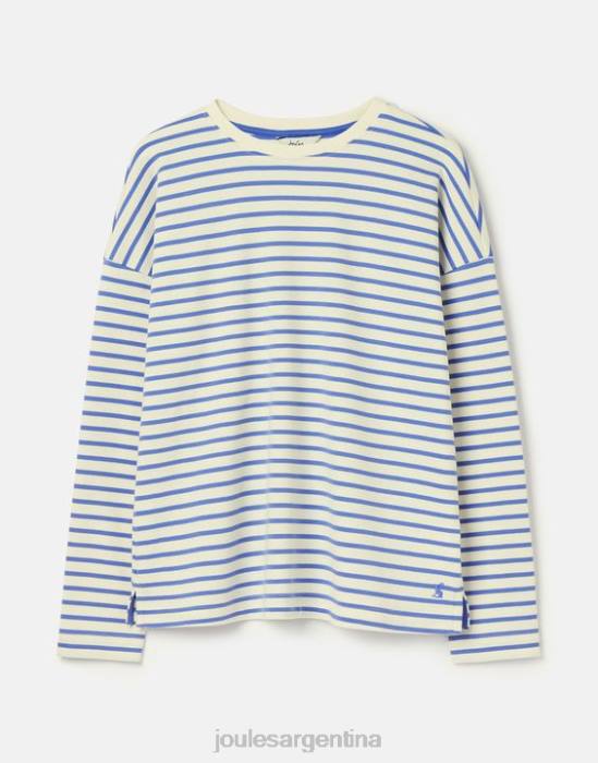 Joules top esther de manga larga con hombros caídos mujer raya azul vestir 64BB34