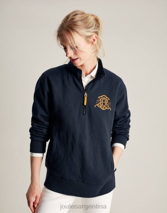 Joules sudadera burghley acolchada con cremallera de 1/4 mujer marina francesa vestir 64BB112