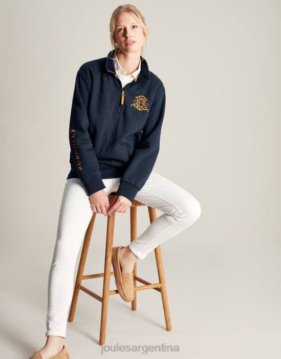 Joules sudadera burghley acolchada con cremallera de 1/4 mujer marina francesa vestir 64BB112