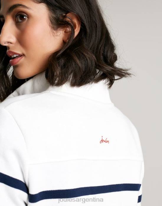 Joules sudadera con cuello alzado Southwold mujer raya crema azul marino vestir 64BB22