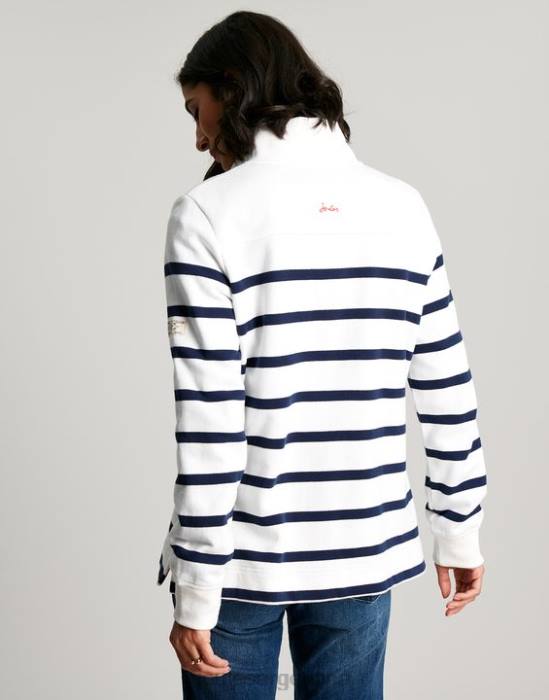 Joules sudadera con cuello alzado Southwold mujer raya crema azul marino vestir 64BB22
