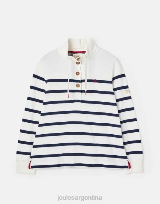 Joules sudadera con cuello alzado Southwold mujer raya crema azul marino vestir 64BB22