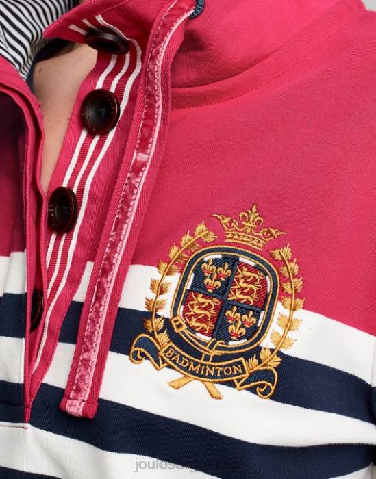 Joules sudadera con cuello alzado badminton saunton mujer raya azul marino rosa vestir 64BB28