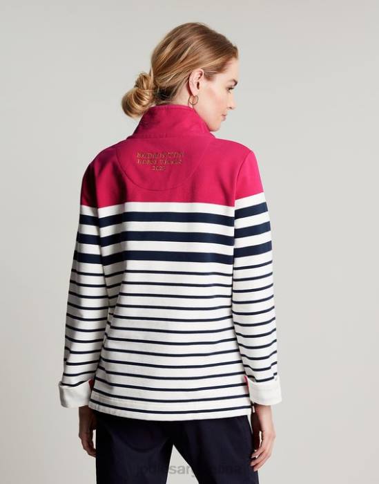 Joules sudadera con cuello alzado badminton saunton mujer raya azul marino rosa vestir 64BB28