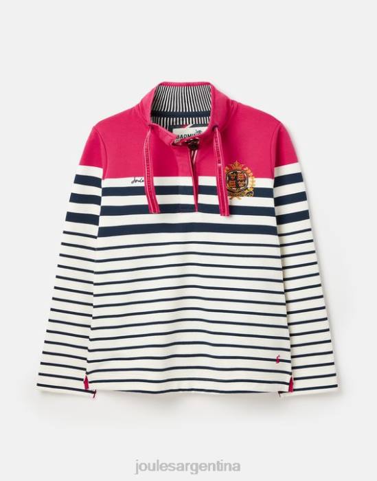 Joules sudadera con cuello alzado badminton saunton mujer raya azul marino rosa vestir 64BB28