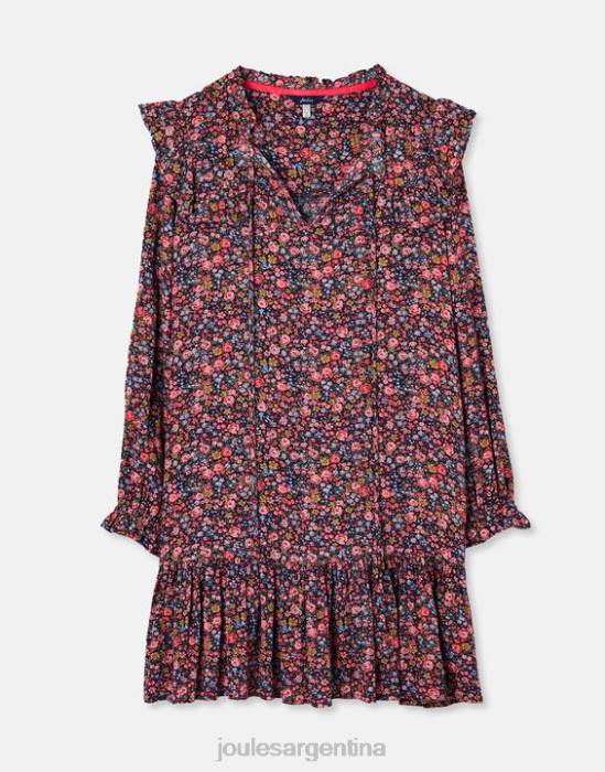 Joules Túnica escalonada con volantes en forma de cerradura y rubí mujer posey azul marino vestir 64BB30