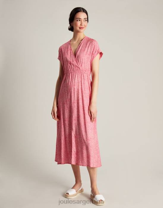 Joules vestido abigail con cuello en v mujer mancha de sauce rosa fuerte vestir 64BB96