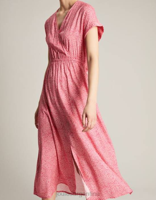 Joules vestido abigail con cuello en v mujer mancha de sauce rosa fuerte vestir 64BB96