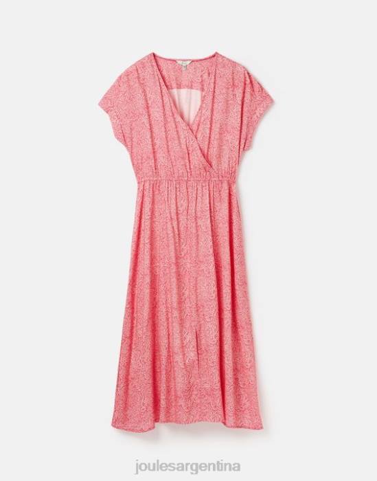 Joules vestido abigail con cuello en v mujer mancha de sauce rosa fuerte vestir 64BB96