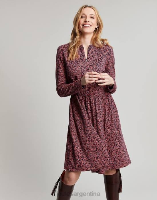 Joules vestido aurora de punto con cremallera mujer floreciente rosa vestir 64BB38